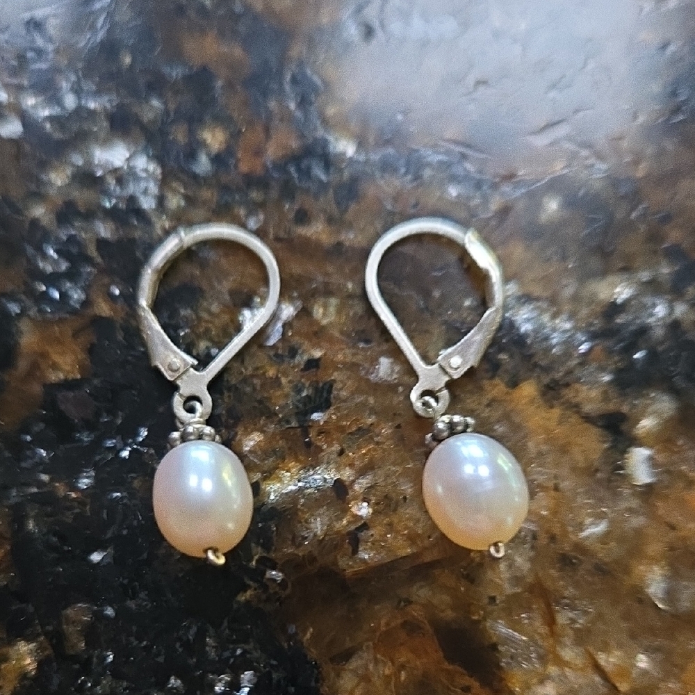 Elegant 925 Silver Pearl Drop Earrings